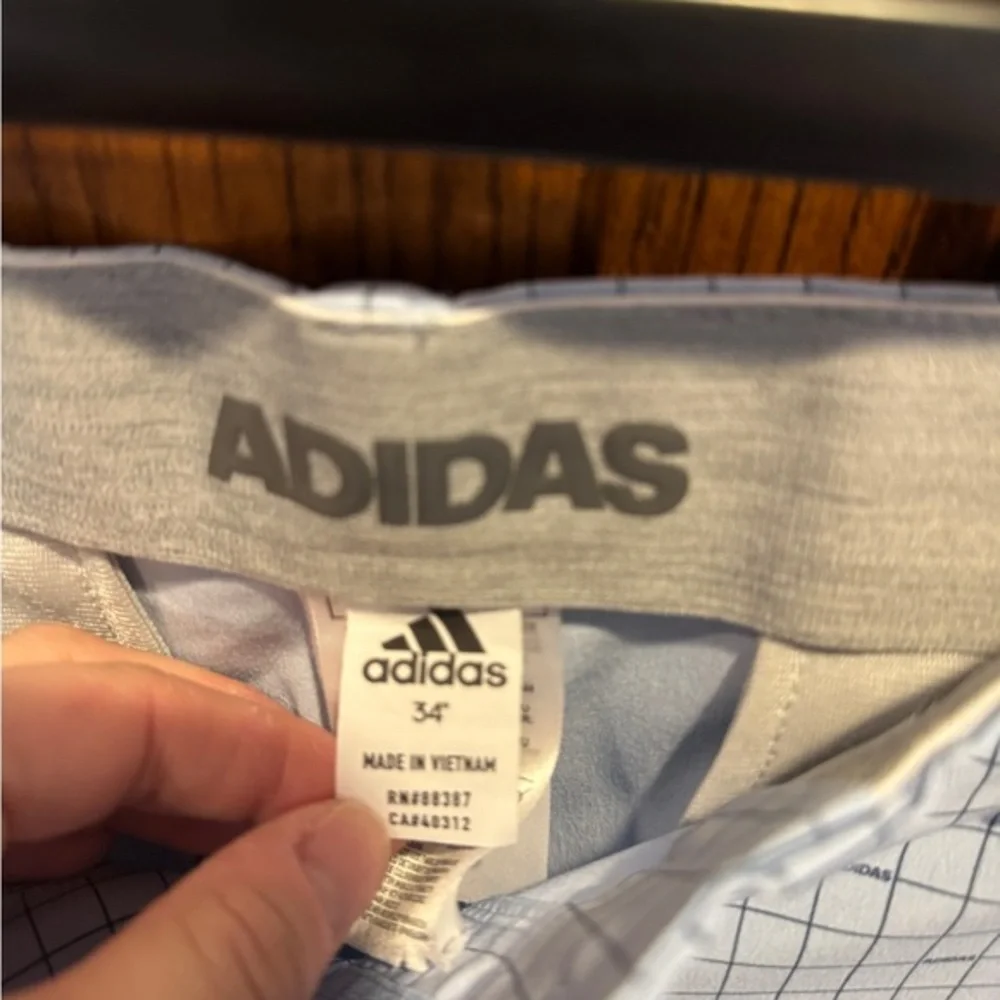 adidas Men's Blue Check Pattern Shorts